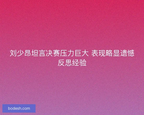 刘少昂坦言决赛压力巨大 表现略显遗憾反思经验