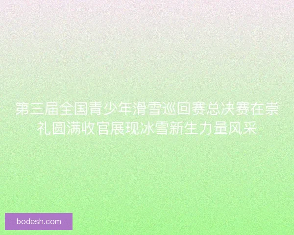 第三届全国青少年滑雪巡回赛总决赛在崇礼圆满收官展现冰雪新生力量风采
