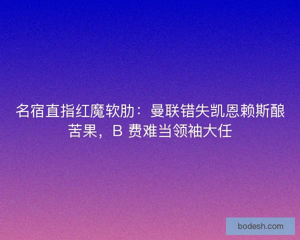 名宿直指红魔软肋：曼联错失凯恩赖斯酿苦果，B 费难当领袖大任