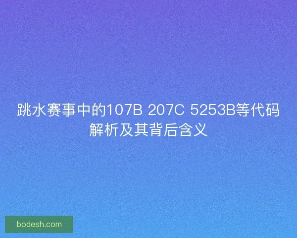 跳水赛事中的107B 207C 5253B等代码解析及其背后含义
